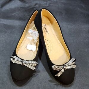 BRAND NEW LYNX RHINESTONE BOWNOT SLIP-ON BALLET FLAT